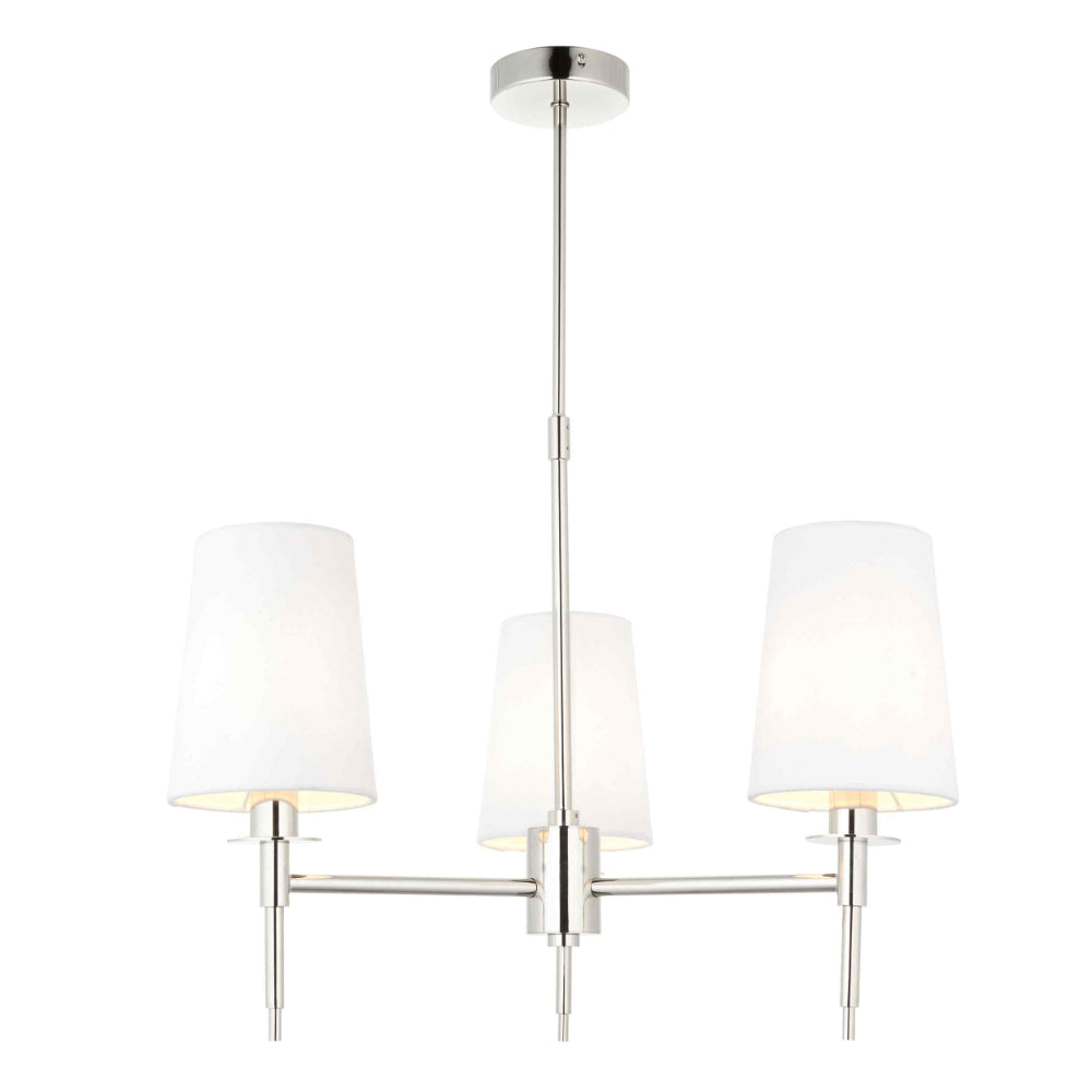 Novena Fuenti 3 Light Pendant Light Nickel Plated Vintage White Fabric Shades
