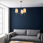 Novena Fuenti 3 Light Pendant Light Nickel Plated Vintage White Fabric Shades