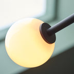 Novena Garcia 2 Light Floor Lamp Textured Matt Black Gloss Opal Glass