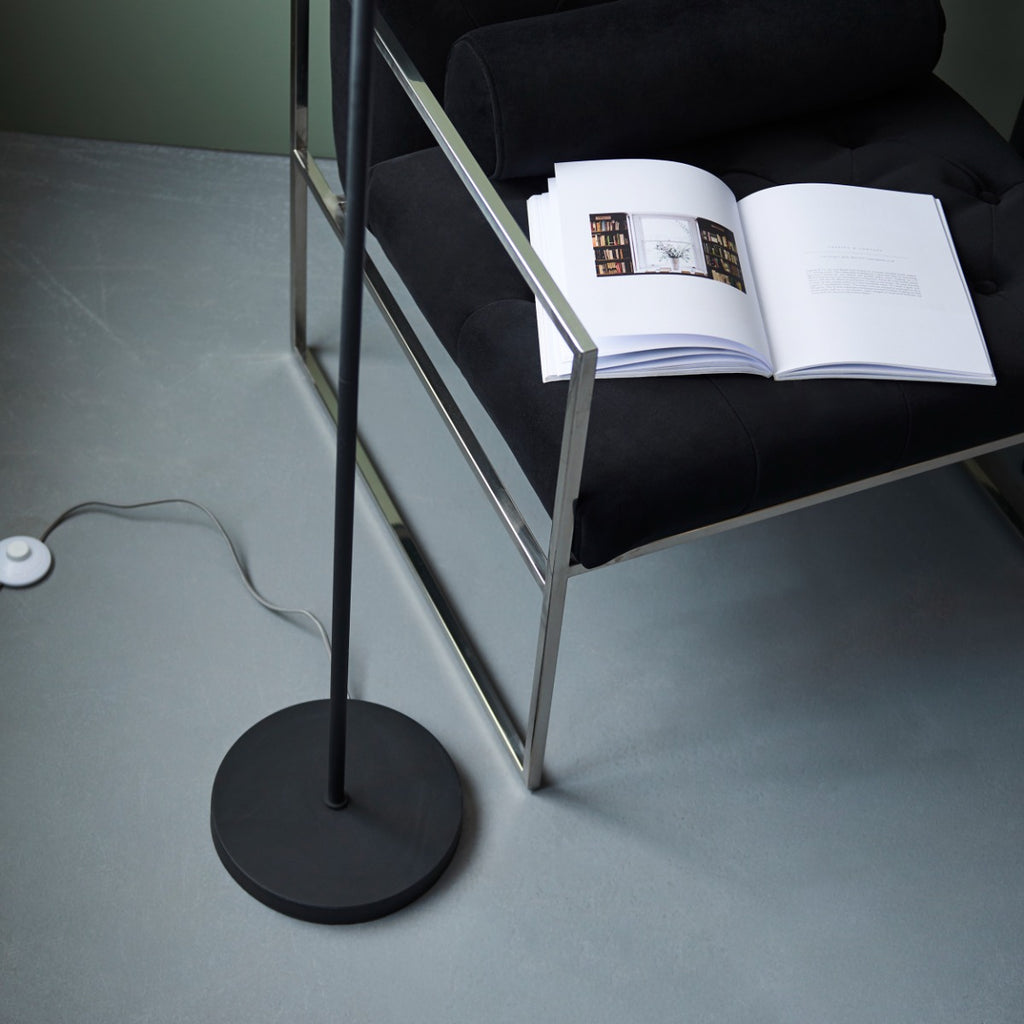 Novena Garcia 2 Light Floor Lamp Textured Matt Black Gloss Opal Glass
