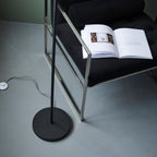 Novena Garcia 2 Light Floor Lamp Textured Matt Black Gloss Opal Glass
