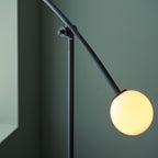 Novena Garcia 2 Light Floor Lamp Textured Matt Black Gloss Opal Glass