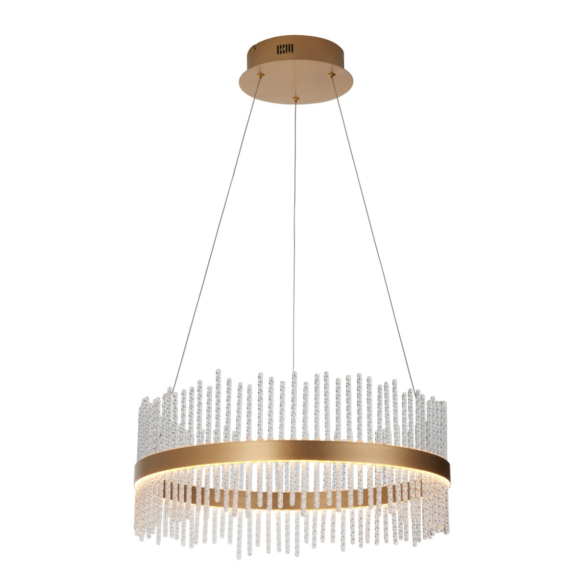 Novena Garetta 1 Light Pendant Light Clear Glass Brushed Gold Plated Finish
