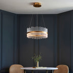 Novena Garetta 1 Light Pendant Light Clear Glass Brushed Gold Plated Finish