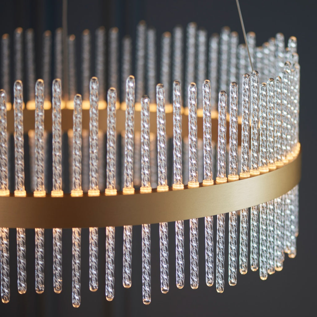 Novena Garetta 1 Light Pendant Light Clear Glass Brushed Gold Plated Finish