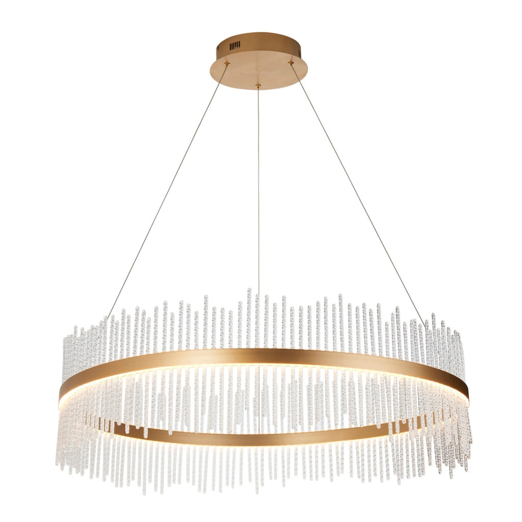 Novena Garetta Large Pendant Light Brushed Gold Plated Clear Glass