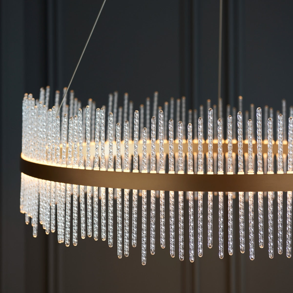 Novena Garetta Large Pendant Light Brushed Gold Plated Clear Glass