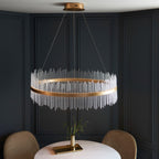 Novena Garetta Large Pendant Light Brushed Gold Plated Clear Glass