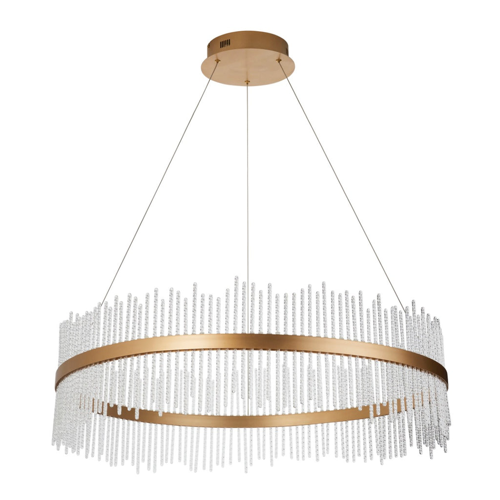 Novena Garetta Large Pendant Light Brushed Gold Plated Clear Glass