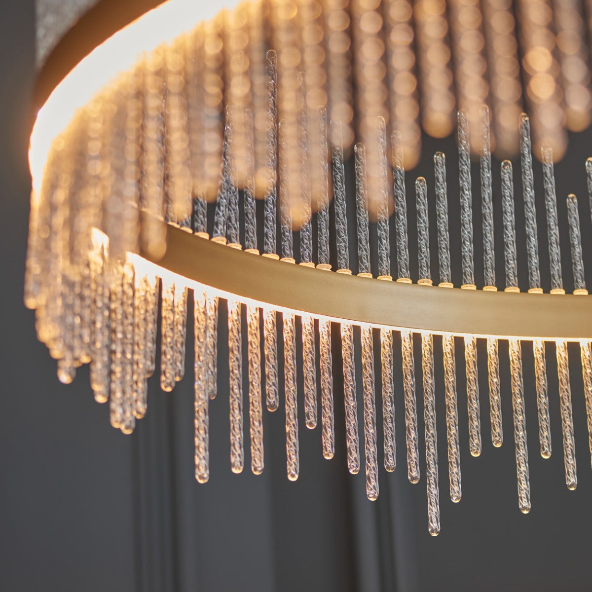 Novena Garetta Large Pendant Light Brushed Gold Plated Clear Glass