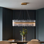 Novena Garetta Linear Pendant Light in Brushed Gold with Clear Glass