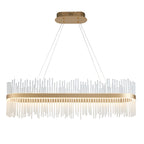 Novena Garetta Linear Pendant Light in Brushed Gold with Clear Glass