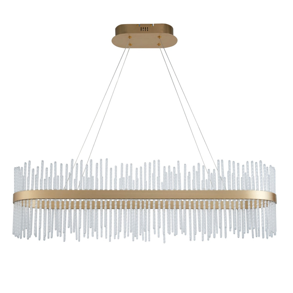 Novena Garetta Linear Pendant Light in Brushed Gold with Clear Glass