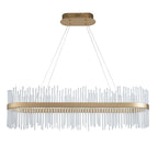 Novena Garetta Linear Pendant Light in Brushed Gold with Clear Glass