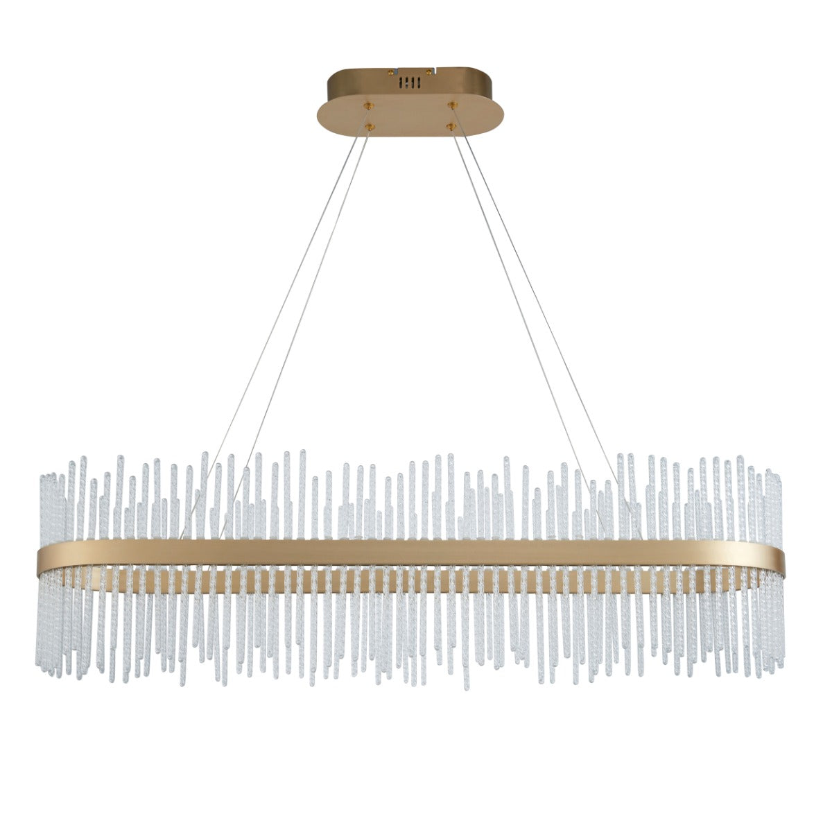 Novena Garetta Linear Pendant Light in Brushed Gold with Clear Glass