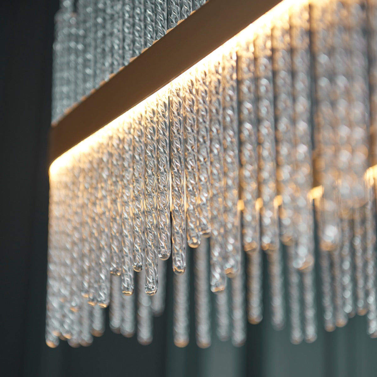 Novena Garetta Linear Pendant Light in Brushed Gold with Clear Glass