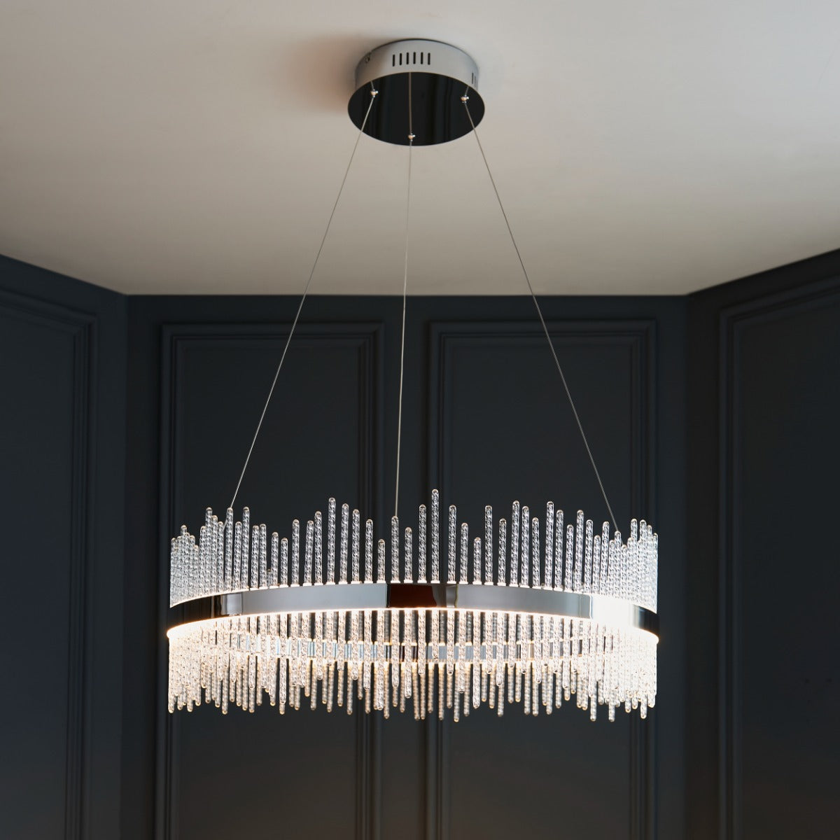 Novena Garetta Pendant Light Chrome Plate with Clear Glass
