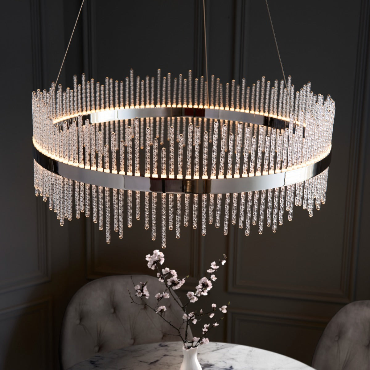 Novena Garetta Pendant Light Chrome Plate with Clear Glass