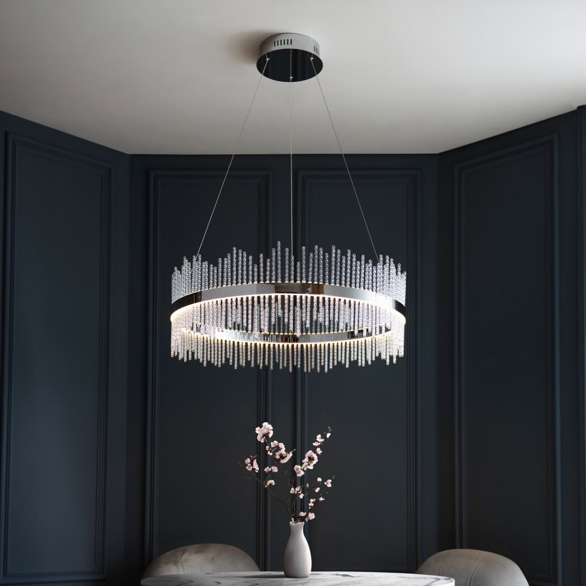 Novena Garetta Pendant Light Chrome Plate with Clear Glass