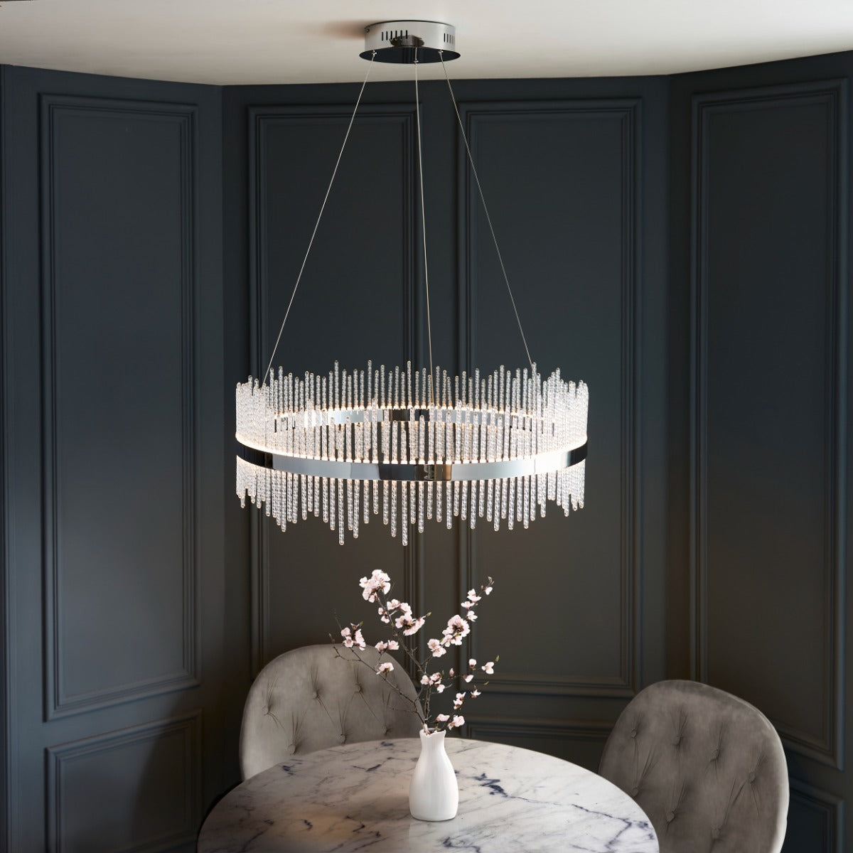 Novena Garetta Pendant Light Chrome Plate with Clear Glass