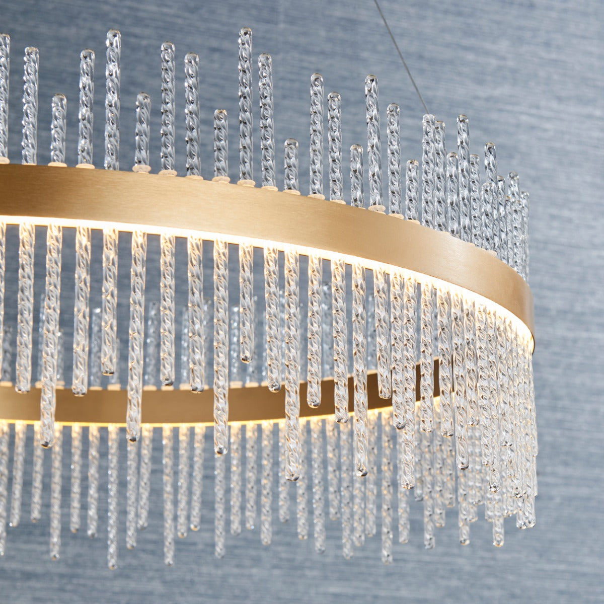 Novena Garetta Pendant Light Clear Glass Brushed Gold Plated Finish