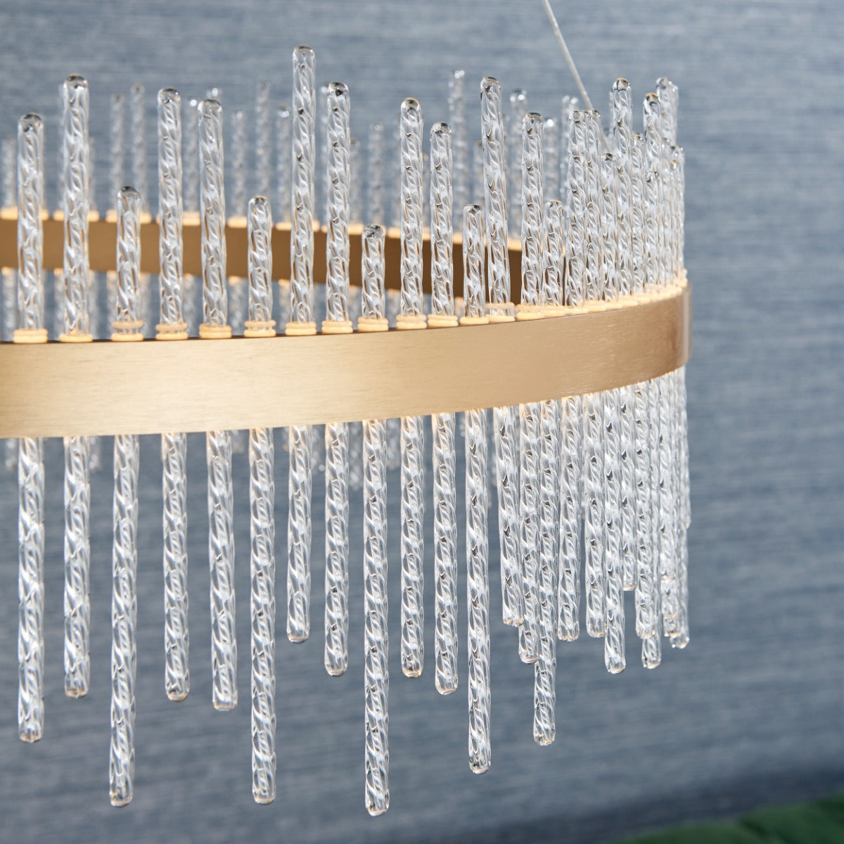 Novena Garetta Pendant Light Clear Glass Brushed Gold Plated Finish