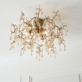 Novena Hernan 3 Light Semi Flush Ceiling Light Aged Gold with Champagne Lustre Glass