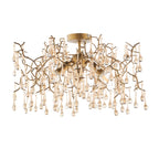 Novena Hernan 3 Light Semi Flush Ceiling Light Aged Gold with Champagne Lustre Glass