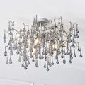 Novena Hernan 3 Light Semi Flush Ceiling Light Aged Silver Paint Smokey Grey Tinted Glass