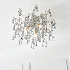 Novena Hernan 3 Light Semi Flush Ceiling Light Aged Silver Paint Smokey Grey Tinted Glass