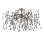 Novena Hernan 3 Light Semi Flush Ceiling Light Aged Silver Paint Smokey Grey Tinted Glass