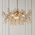 Novena Hernan 4 Light Pendant Light Aged Gold Champagne Lustre Glass