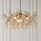Novena Hernan 4 Light Pendant Light Aged Gold Champagne Lustre Glass