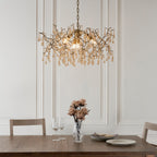 Novena Hernan 4 Light Pendant Light Aged Gold Champagne Lustre Glass