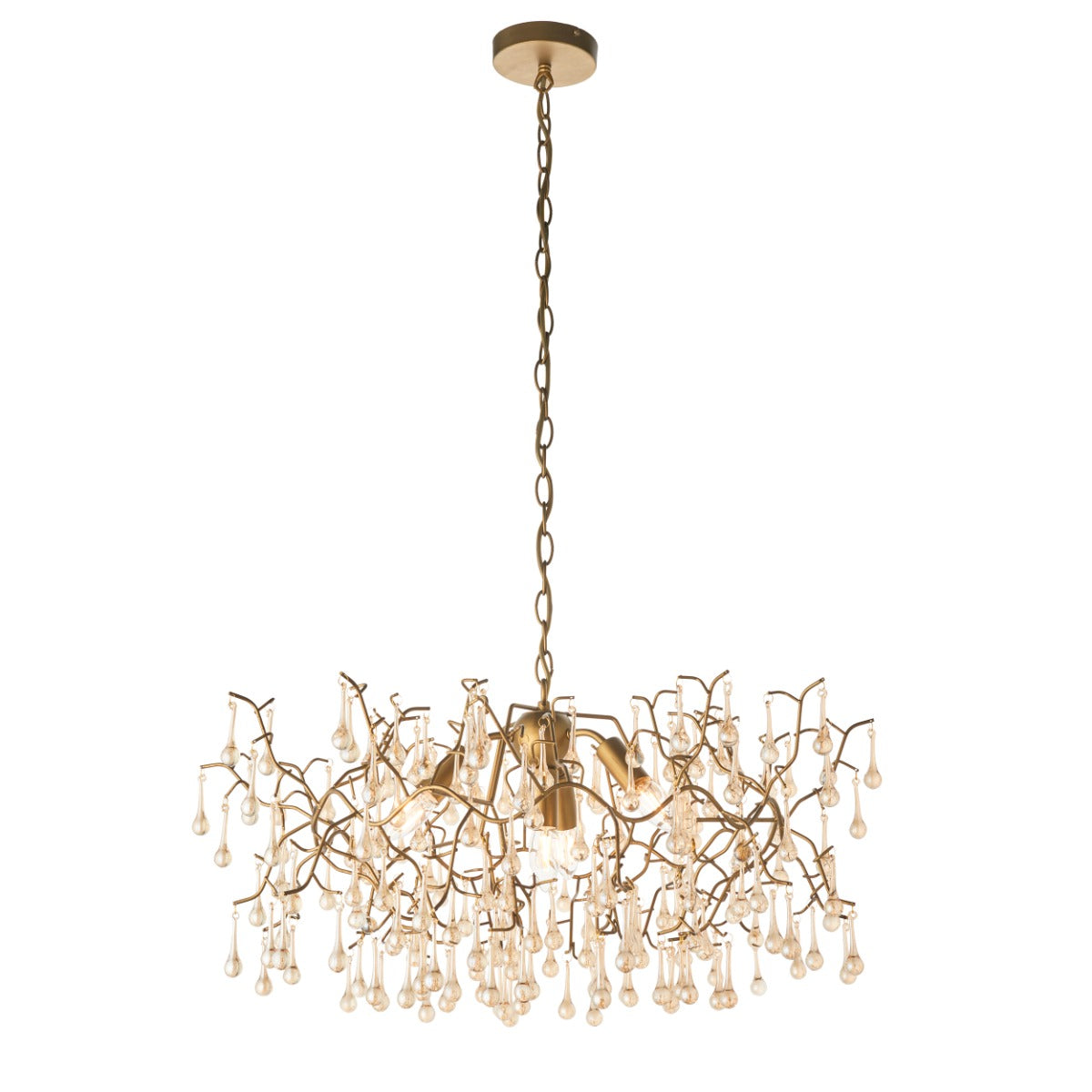 Novena Hernan 4 Light Pendant Light Aged Gold Champagne Lustre Glass
