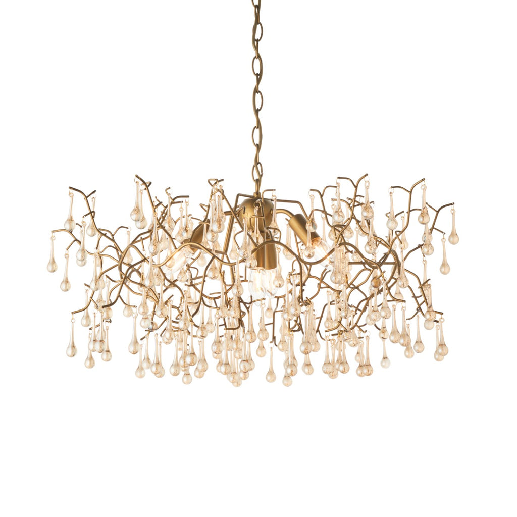 Novena Hernan 4 Light Pendant Light Aged Gold Champagne Lustre Glass