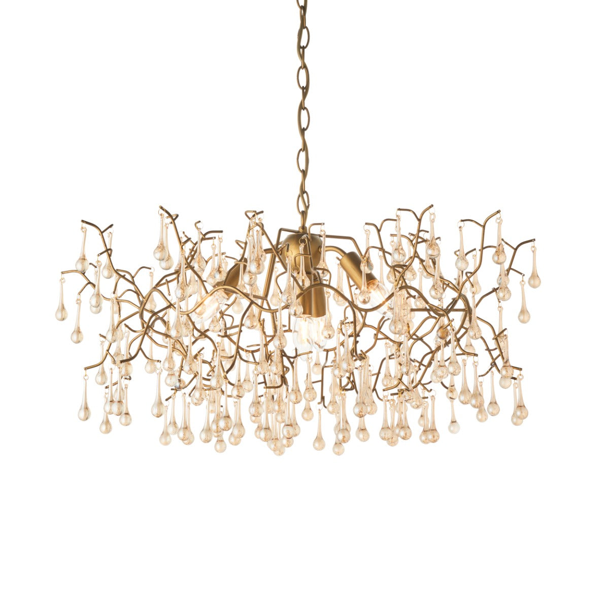 Novena Hernan 4 Light Pendant Light Aged Gold Champagne Lustre Glass