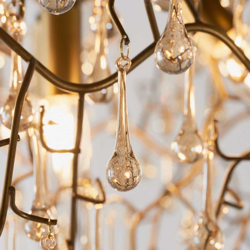Novena Hernan 4 Light Pendant Light Aged Gold Champagne Lustre Glass