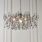 Novena Hernan 4 Light Pendant Light Aged Silver Paint Smokey Grey Tinted Glass