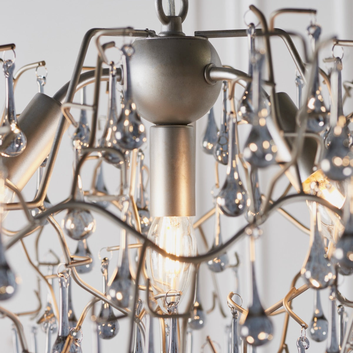 Novena Hernan 4 Light Pendant Light Aged Silver Paint Smokey Grey Tinted Glass