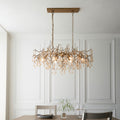 Novena Hernan 6 Light Pendant Light Aged Gold Champagne Lustre Glass