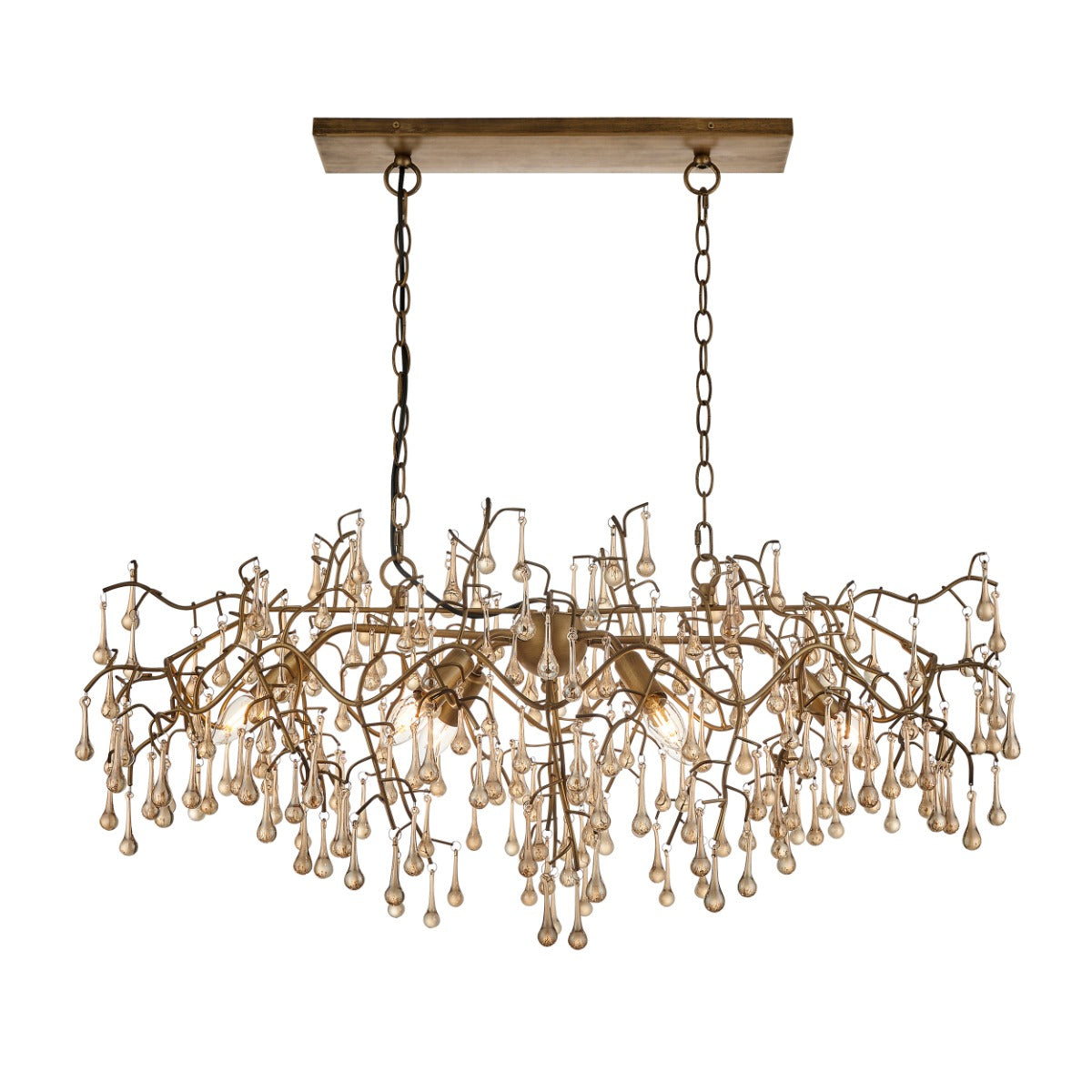 Novena Hernan 6 Light Pendant Light Aged Gold Champagne Lustre Glass