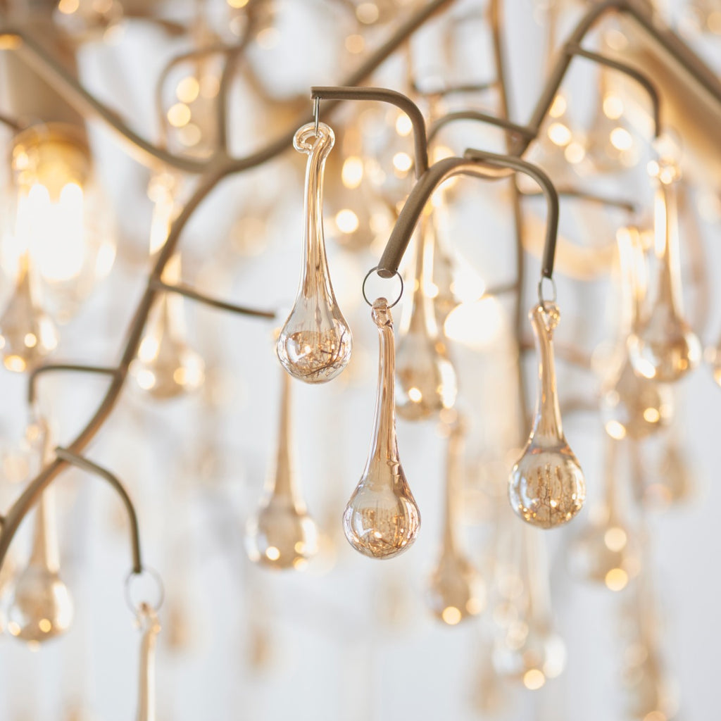 Novena Hernan 6 Light Pendant Light Aged Gold Champagne Lustre Glass