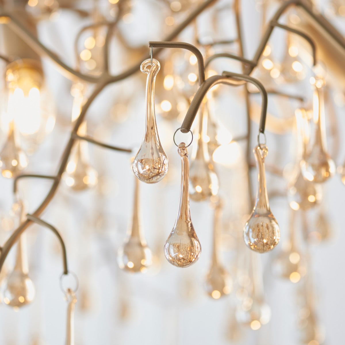Novena Hernan 6 Light Pendant Light Aged Gold Champagne Lustre Glass