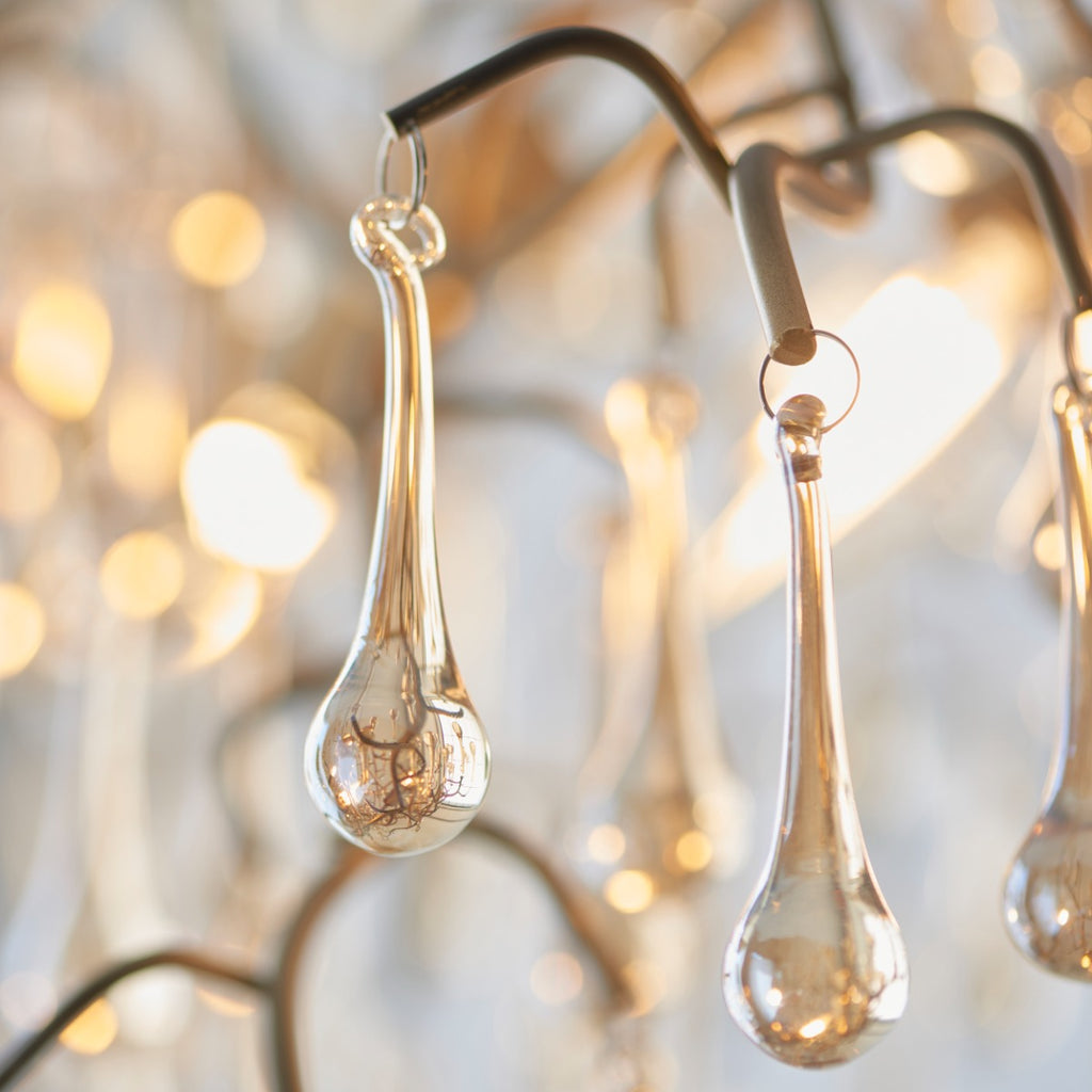 Novena Hernan 6 Light Pendant Light Aged Gold Champagne Lustre Glass