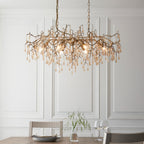 Novena Hernan 6 Light Pendant Light Aged Gold Champagne Lustre Glass
