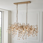 Novena Hernan 6 Light Pendant Light Aged Gold Champagne Lustre Glass