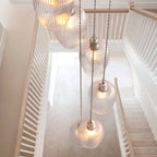 Novena Lavaur 13 Light Cascade Pendant in Bright Nickel with Clear Ribbed Glass Shades