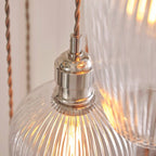Novena Lavaur 13 Light Cascade Pendant in Bright Nickel with Clear Ribbed Glass Shades