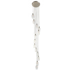 Novena Lavaur 13 Light Cascade Pendant in Bright Nickel with Clear Ribbed Glass Shades